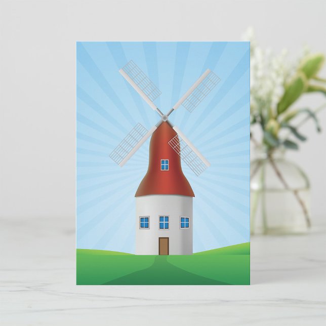 Windmill Landscape Green Hills Invitation (Creator Uploaded)