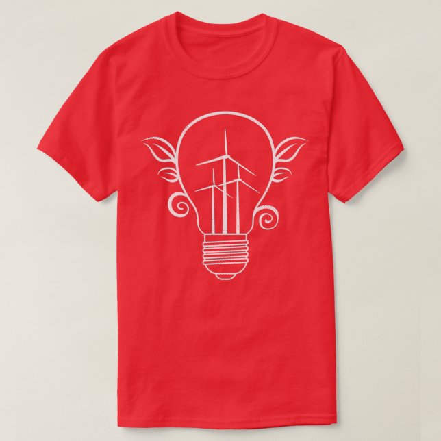 Windmill Light Bulb Solar Power Climate Change Ear T-Shirt (Design Front)