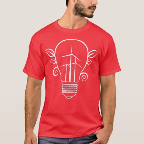 Windmill Light Bulb Solar Power Climate Change Ear T_Shirt