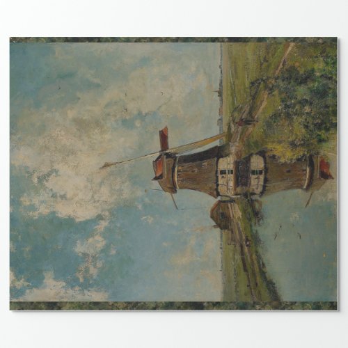 WINDMILL ON THE WATERWAY DECOUPAGE WRAPPING PAPER