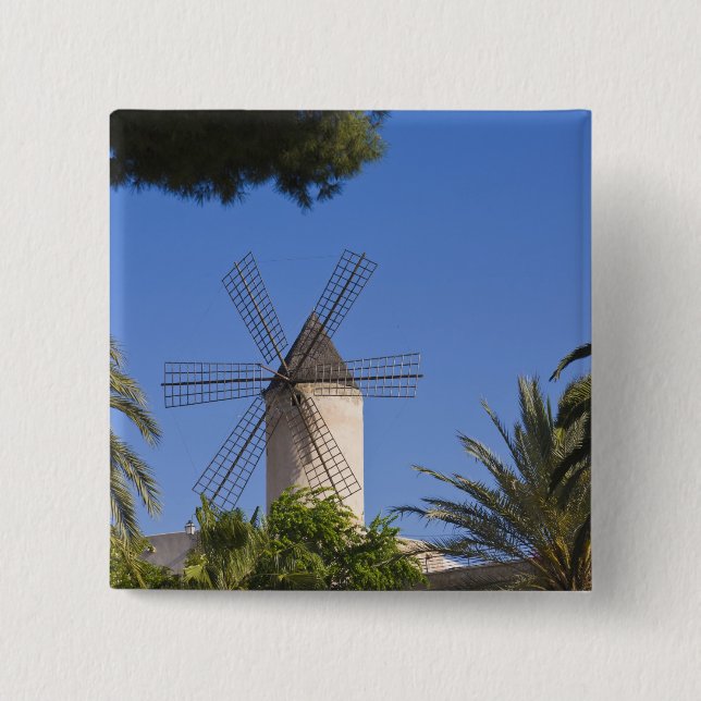 Windmill, Palma, Mallorca, Spain Pinback Button (Front)