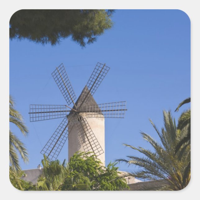 Windmill, Palma, Mallorca, Spain Square Sticker (Front)