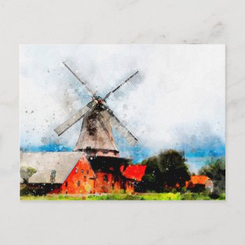 Windmill Postcard by Zazzlemm_Cards at Zazzle