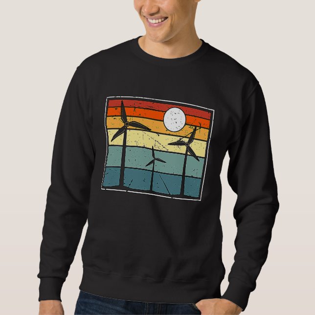 Windmill Retro Wind Power Renewable Energy Wind Tu Sweatshirt (Front)