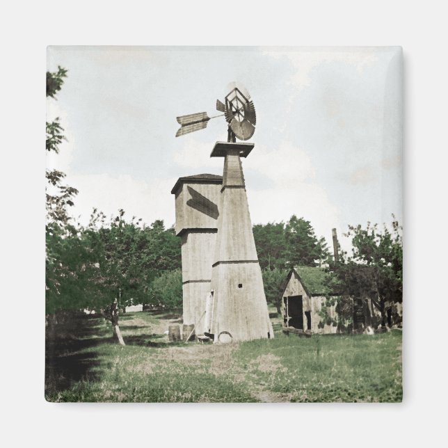 Windmill Rural Farm 1890's Colorsplash Watercolor Magnet (Front)