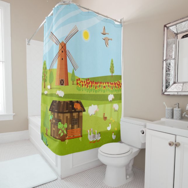 Windmill Shower Curtain (In Situ)