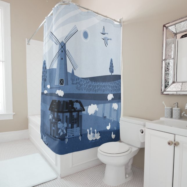 Windmill Shower Curtain (In Situ)