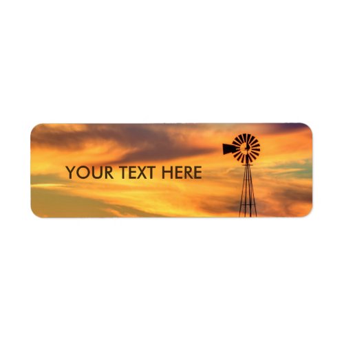 Windmill Silhouette at Sunset Labels