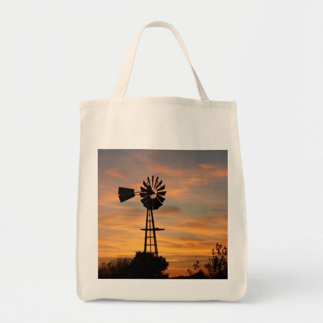 Windmill Silhouette GROCERY BAG (Front)