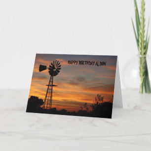 WINDMILL SUNSET Birthyday Card
