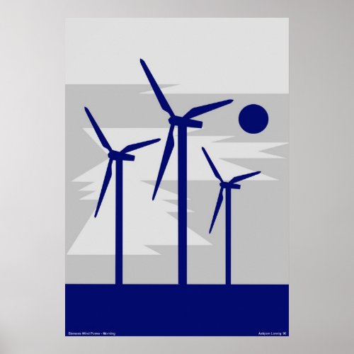 Windmill Surise Grey _ Siemens Wind Power Poster