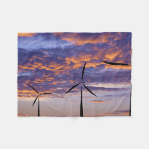 Windmill Turbine at Sunset Fleece Blanket