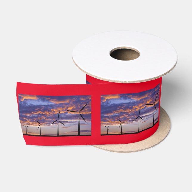 Windmill Turbine at Sunset Satin Ribbon (Spool)