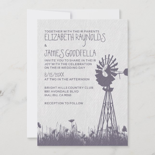 Windmill Wedding Invitations (Front)