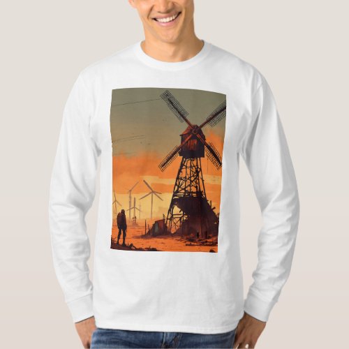 Windmill Whispers Embracing Natures Dance T_Shirt