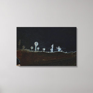 Windmill Windfarm Car Circa 1930's Photograph Neon Canvas Print