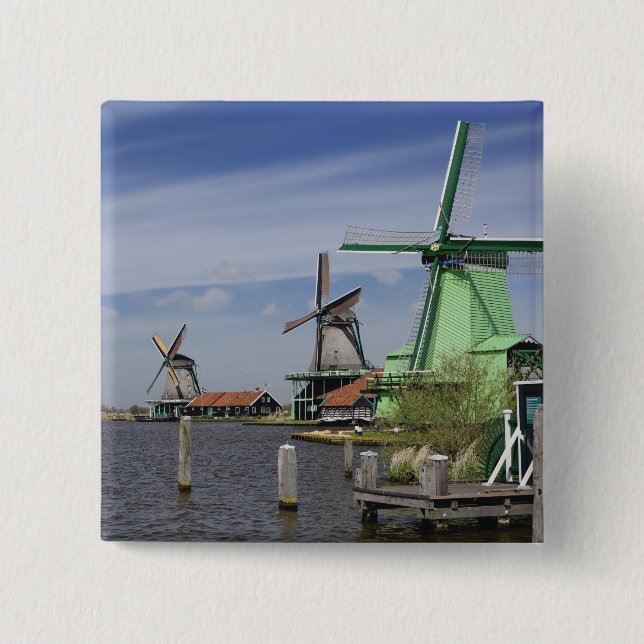 Windmill, Zaanse Schans, Holland, Netherlands 2 Pinback Button (Front)