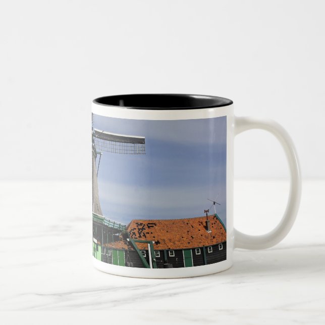 Windmill, Zaanse Schans, Holland, Netherlands 3 Two-Tone Coffee Mug (Right)