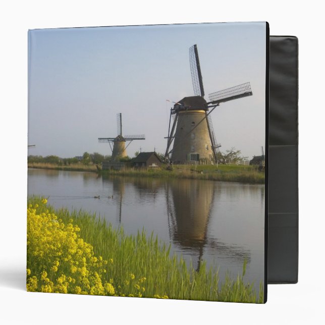 Windmills along the canal in Kinderdijk, 3 Ring Binder (Front/Inside)