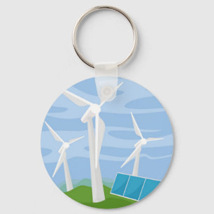 Windmills and Solar Cells Keychain