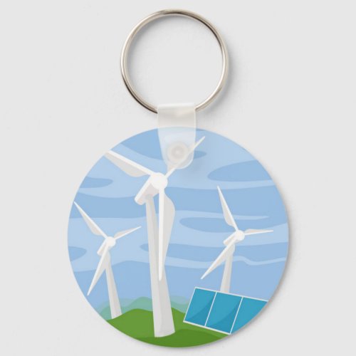 Windmills and Solar Cells Keychain