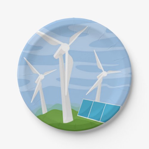 Windmills and Solar Cells Paper Plates