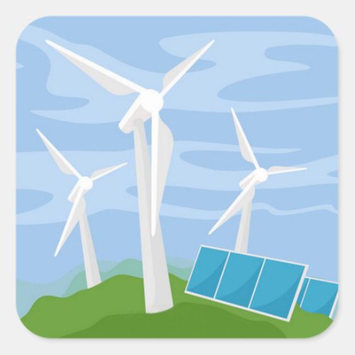 Windmills and Solar Cells Square Sticker