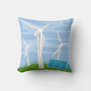 Windmills and Solar Cells Throw Pillow