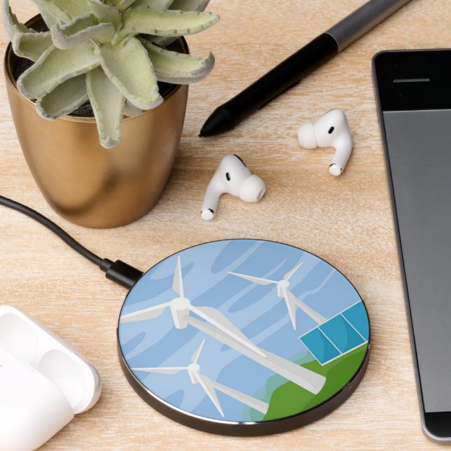 Windmills and Solar Cells Wireless Charger (Desk 2)