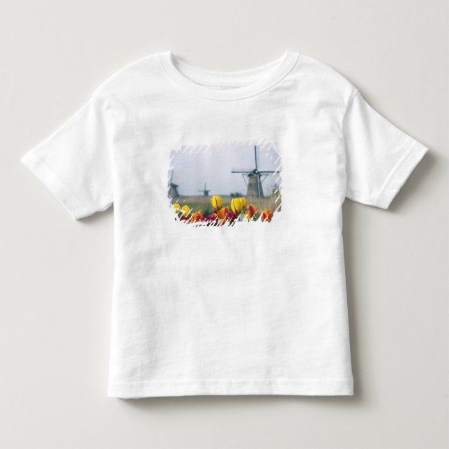 Windmills and tulips along the canal in toddler t-shirt (Front)