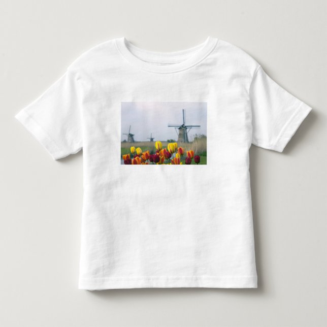 Windmills and tulips along the canal in toddler t-shirt (Front)