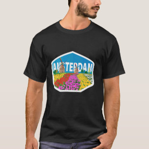 Windmills At Colorful Tulip Flowers Field Amsterda T-Shirt