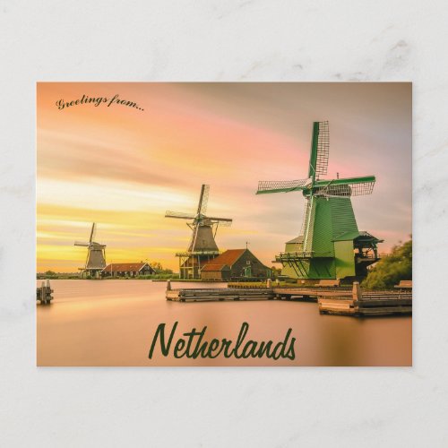 Windmills at Sunset in Holland Netherlands Postcard