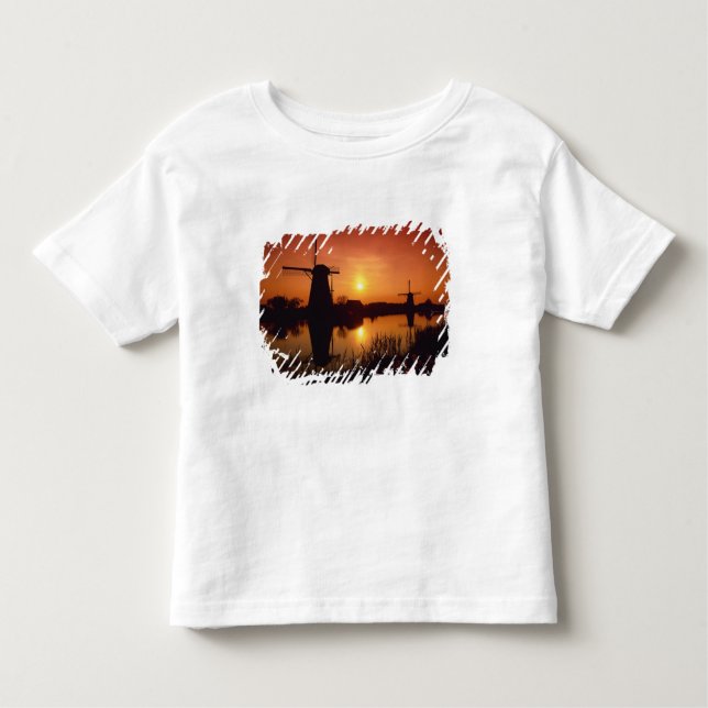Windmills at sunset, Kinderdijk, Netherlands Toddler T-shirt (Front)