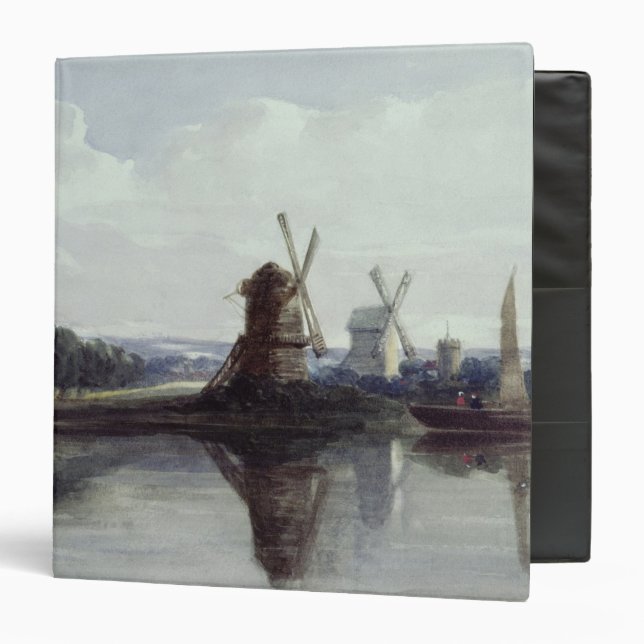 Windmills by a River, 19th century 3 Ring Binder (Front/Inside)