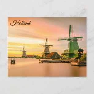 Windmills Holland Netherlands Travel Photo Postcard