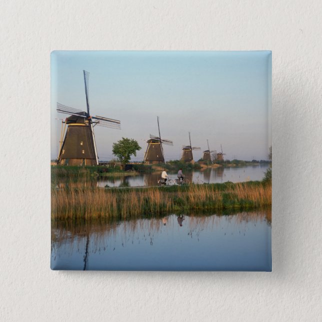 Windmills, Kinderdijk, Netherlands Button (Front)