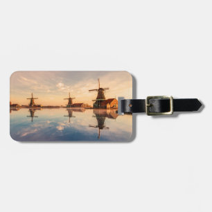 Windmills Kinderdijk Netherlands stylized Luggage Tag