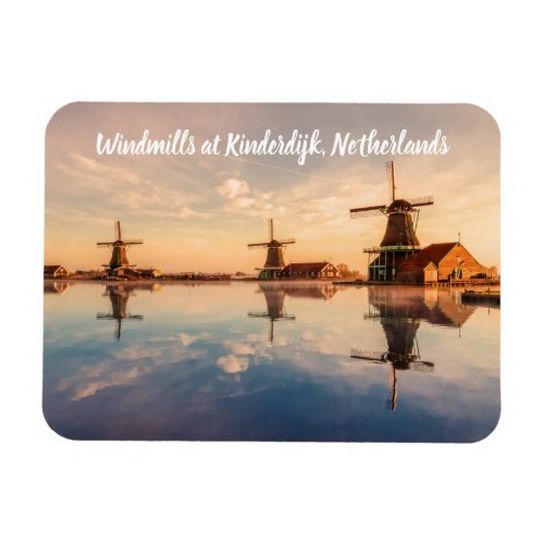 Windmills Kinderdijk Netherlands stylized Magnet