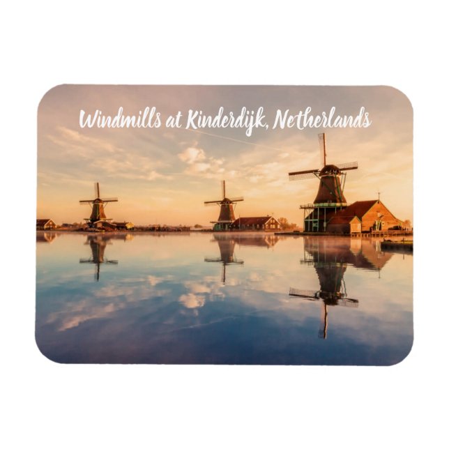 Windmills Kinderdijk Netherlands stylized Magnet (Horizontal)