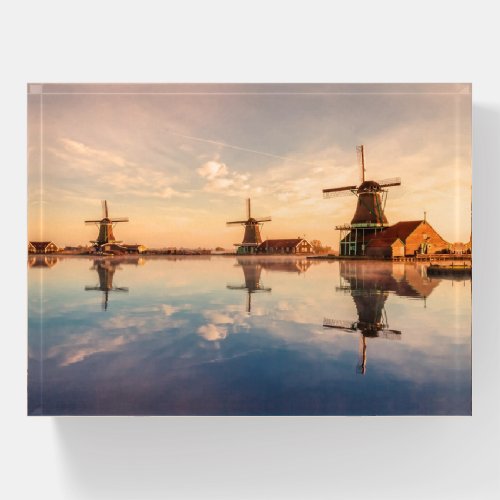 Windmills Kinderdijk Netherlands stylized Paperweight