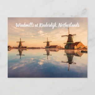 Windmills Kinderdijk Netherlands stylized Postcard