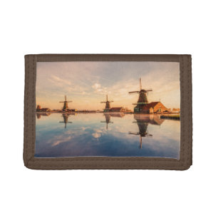 Windmills Kinderdijk Netherlands stylized Tri-fold Wallet