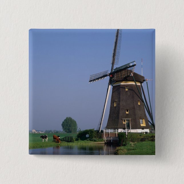 Windmills, Leidschendam, Netherlands Button (Front)