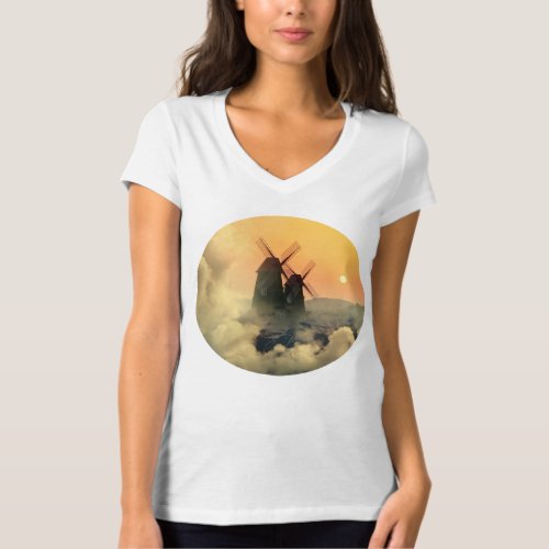 Windmills Mountains and Clouds T_Shirt