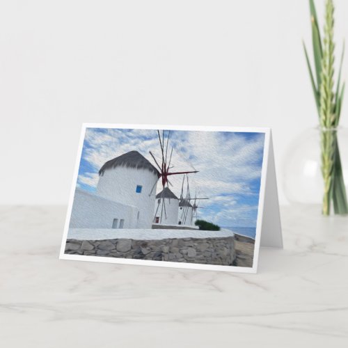 Windmills Mykonos GreeceCard Thank You Card