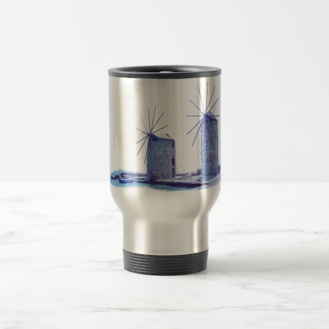 windmills of Greece Travel Mug (Center)