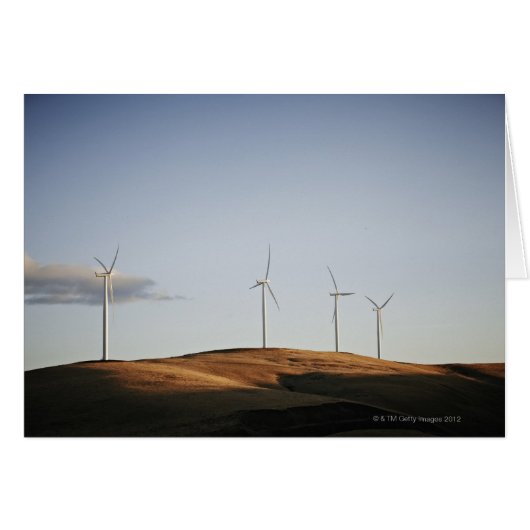 Windmills on hill at sunset 2 cards (Front Horizontal)