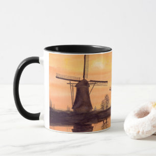 Windmills Sunset - Watercolor Painting Mug