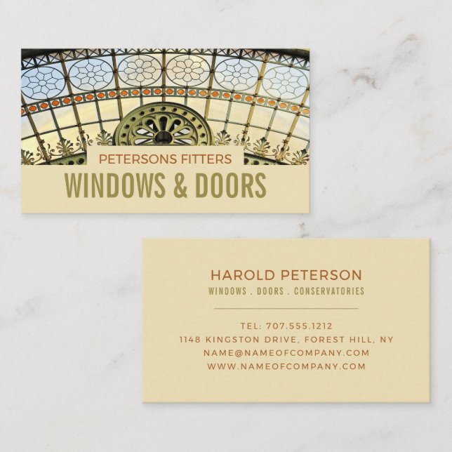 Window Arch, Window & Door Fitter Company Business Card (Front/Back)